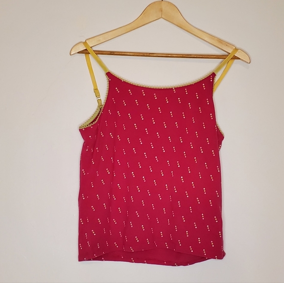 Spring Pop Pink and Chartreuse Polka Dot Camisole with Scalloped Edges - Picture 4 of 6